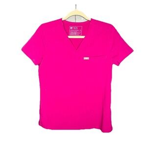 FIGS Scrub Top Womens XS Catarina Short Sleeve‎ Pullover Pink Ultra Rose